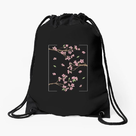 Aesthetic Japanese Style Cherry Blossom Tree Drawstring Bags