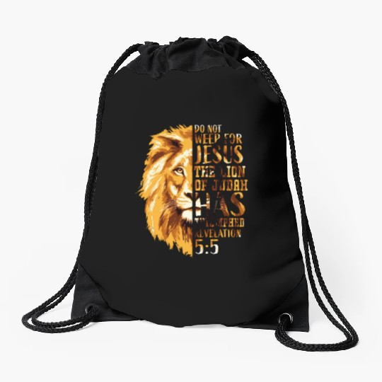 Christian Bible Verse Faith Religious Lion Judah Drawstring Bags