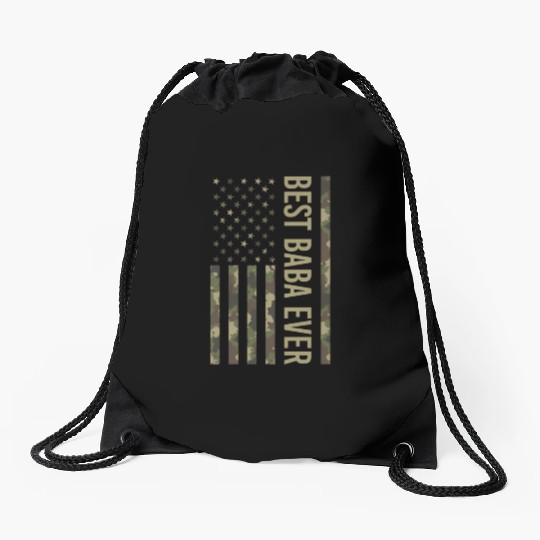 Best Baba Ever Us American Flag Camo For Fathers Drawstring Bags