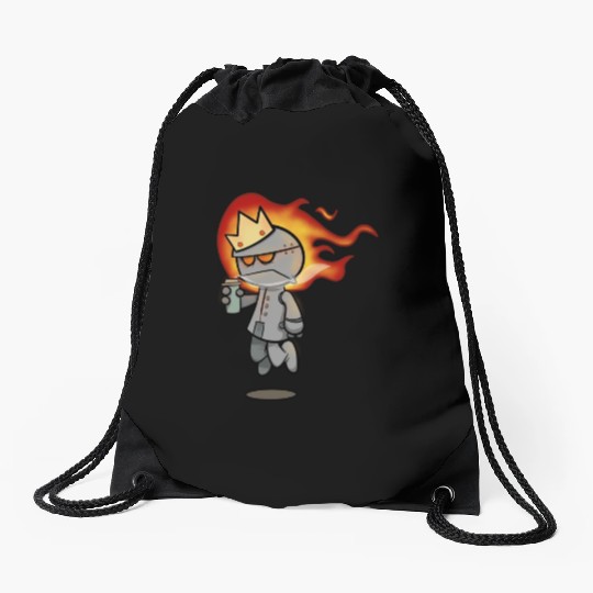 Cute Grumpy Robot King Drawstring Bags