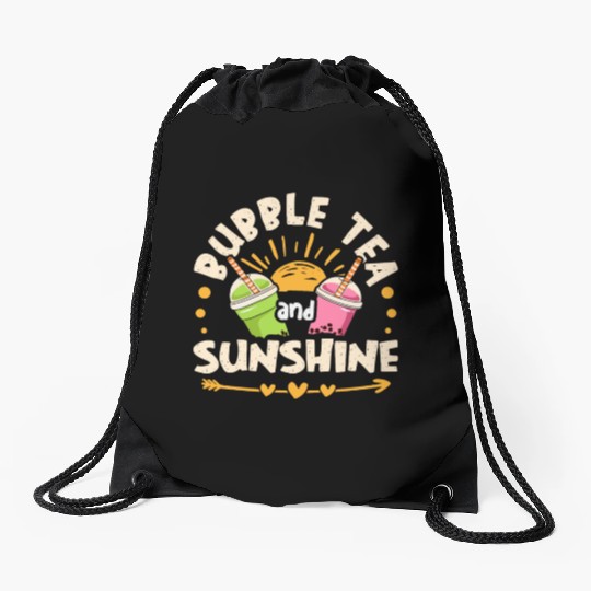 Bubble Tea And Sunshine Boba Tea Drinker Drawstring Bags