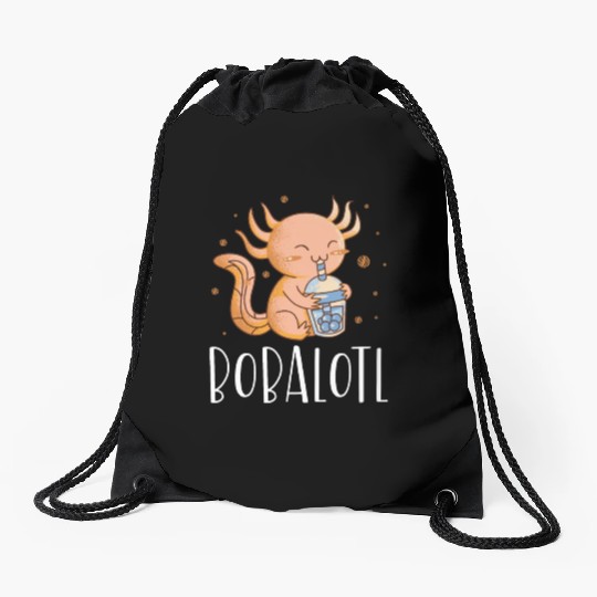 Bobalotl Bubble Tea Lover Boba Tea Drinker Axolotl Drawstring Bags