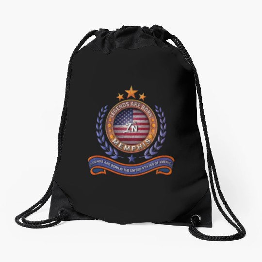 Legends of Memphis Tennessee Retro USA Flag Drawstring Bags