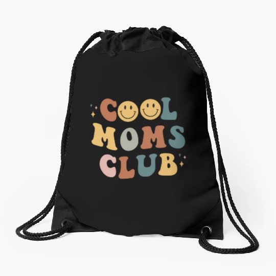 Moms Club On Back Print Drawstring Bags