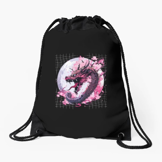 Japanese Dragon Cool Oriental Asian Dragon Humor Drawstring Bags