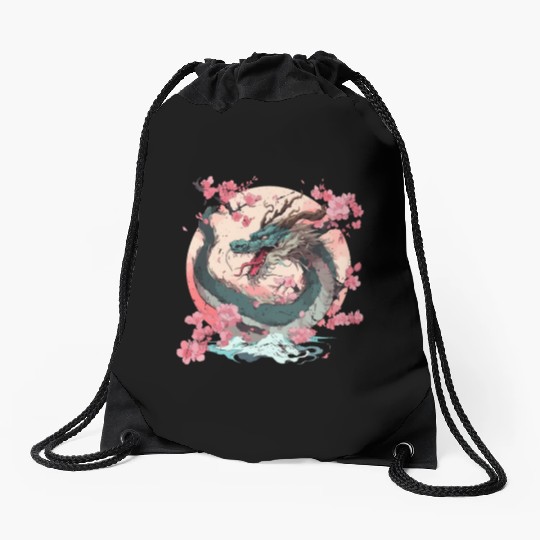 Japanese Dragon Cool Fantasy Chinese Asian Dragon Drawstring Bags