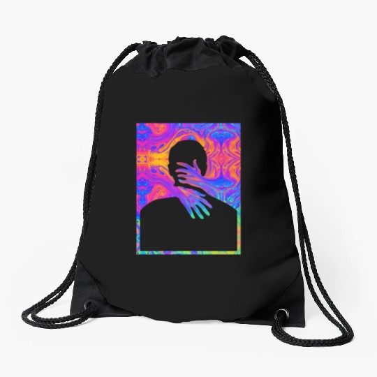 Embracing A Painting Of A Colorful Fluid Trippy Tr Drawstring Bags