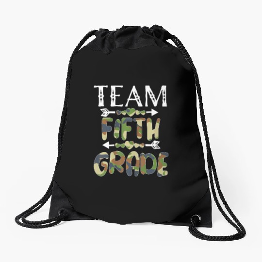 Team 5th Fifth Grade Camo Teacher Student Back To Drawstring Bags
