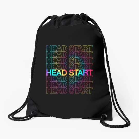 Rainbow Tie Dye Head Start Team Back To School Drawstring Bags