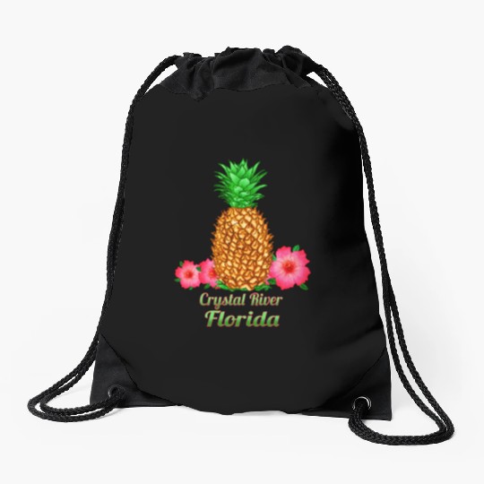 I Love Crystal River Florida Fl Pineapple Floral Drawstring Bags