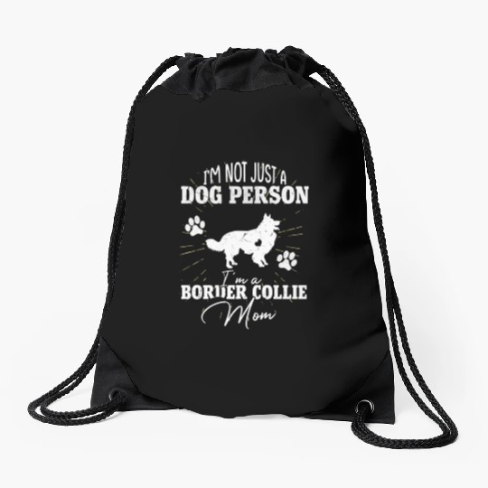 Border Collie Dog Mom For Wo Dog Mothers Day Drawstring Bags