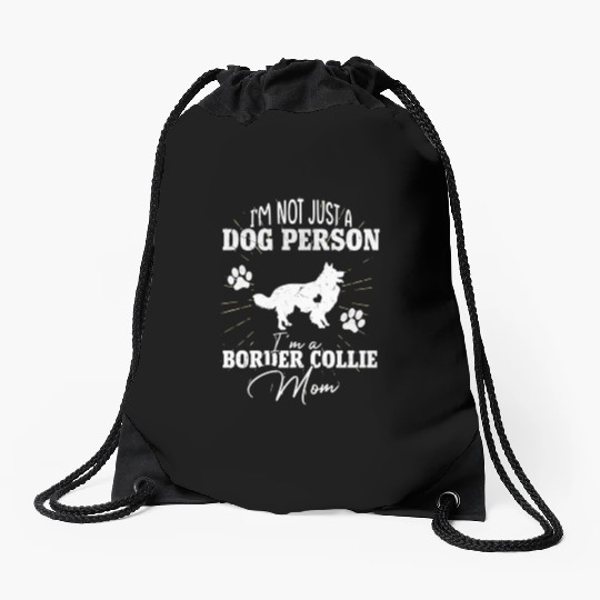 Border Collie Dog Mom For Wo Dog Mothers Day Drawstring Bags