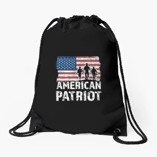 American Patriot Military Soldier Us Flag Veteran Drawstring Bags