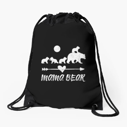 Mama Bear Drawstring Bags With Four Bear Cubs