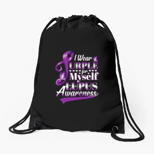 I Wear Purple For Myself Lupus Awareness Drawstring Bags