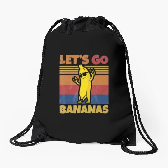Retro Banana Let Us Go Banana Rocker Bananas Tank Drawstring Bags