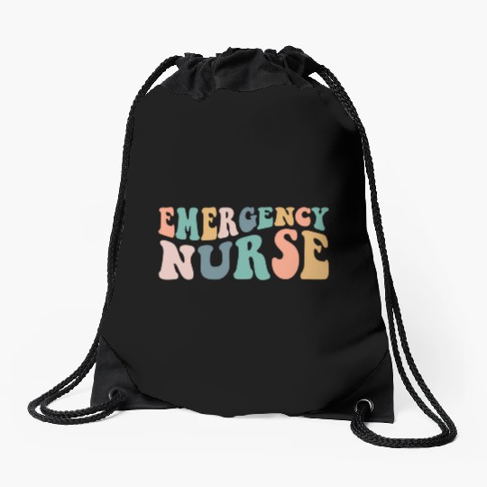 Groovy Er Nurse Emergency Room Nurse School Wo Drawstring Bags
