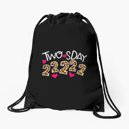 Happy 2S Day Twosday Tuesday Feb 22Nd 2022 Teacher Drawstring Bags