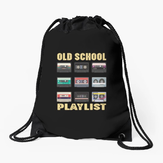 Old School Playlist Retro 80s 90s Music Party Drawstring Bags