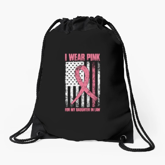 I Wear K For My Daughter In Law Breast Cancer Drawstring Bags