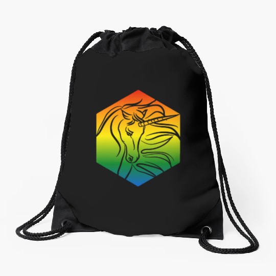 Rainbow Unicorn Silhouette | TTRPG Pride Drawstring Bags
