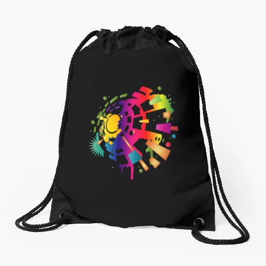 colorful sound symbol for festival season Drawstring Bags