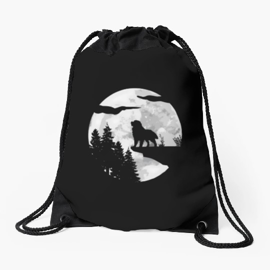 Dog Owner Full Moon At Night Pet Bernese Mountain Drawstring Bags