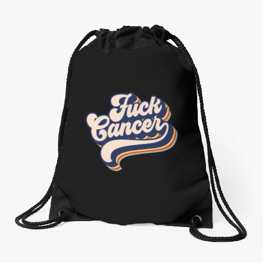 Fuck Cancer Cancer Survivor Retro Fuck Cancer Drawstring Bags