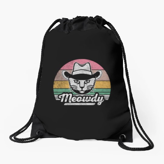 Mashup Between Meow And Howdy Cat Meme Cat Drawstring Bags