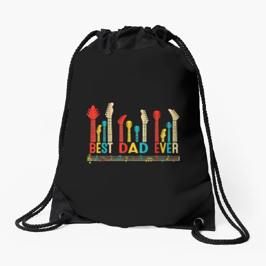 Best Dad Ever Daddy Guitar Vintage Guitar Fathers Drawstring Bags