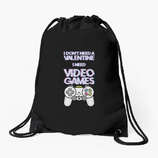 Valentine s Day Video Game Lover Drawstring Bags