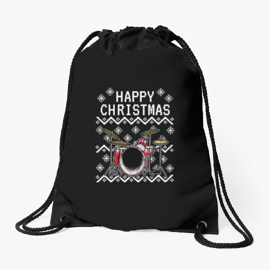 Drummer Ugly Christmas Musician Drum Teacher Drawstring Bags