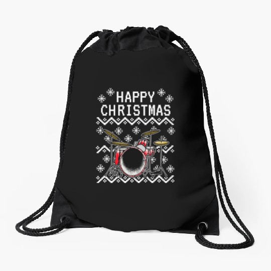 Drummer Ugly Christmas Musician Drum Teacher Drawstring Bags