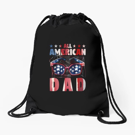 All American Dad Drawstring Bags