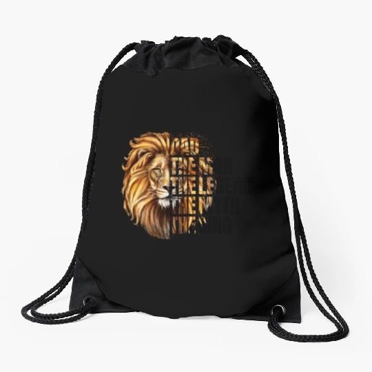 The Man the Legend Lion Drawstring Bags