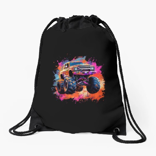 Monster Truck Big Retro Race Dad Trucker Lover Drawstring Bags