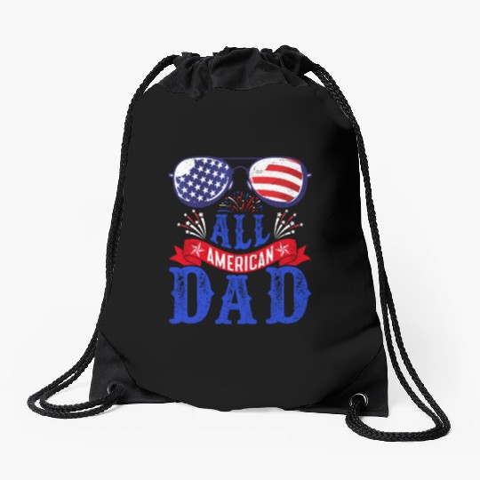 All American Dad America Pride US Patriot Drawstring Bags