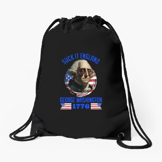 George Washington 1776 Suck it England USA Drawstring Bags