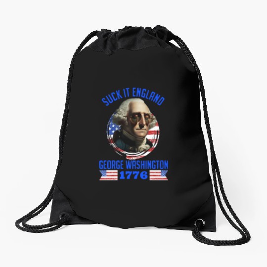 George Washington 1776 Suck it England USA Drawstring Bags