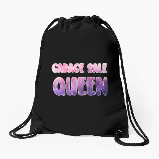 Garage Sale Queen purple pink watercolor Drawstring Bags