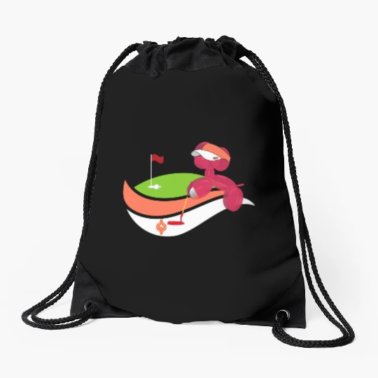 Summer Golf Balloon Dog Drawstring Bags