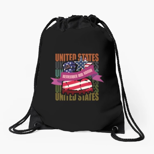 God bless America the land of the free Drawstring Bags