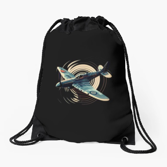 Spitfire Airplane Vintage Pilot Aviator Military Drawstring Bags