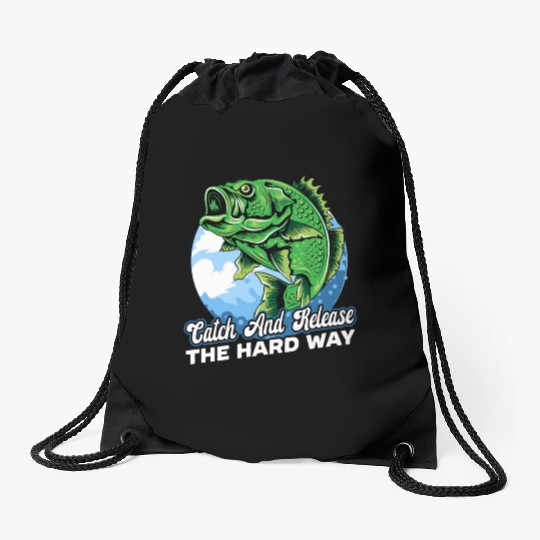 Hand Fishing Fisherman Noodling Lover Fisher Fish Drawstring Bags