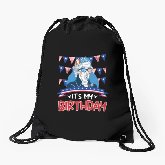 Its my Birthday Independence Day George Washington Drawstring Bags