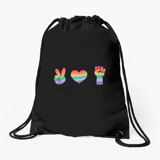 peace love pride; pride month; gay; lgbt;gay pride Drawstring Bags