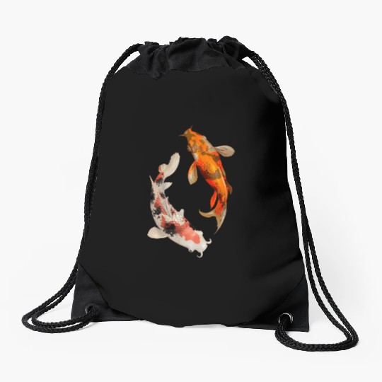 Japanese Koi Fish Nishikigoi Yin Yang Carp Drawstring Bags