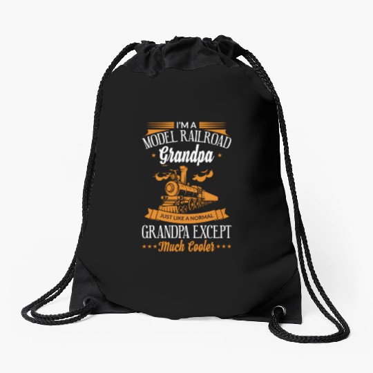 Model Railroad Train Grandpa Grandparent Drawstring Bags
