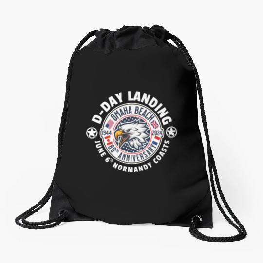 Omaha beach 80th anniversary Drawstring Bags