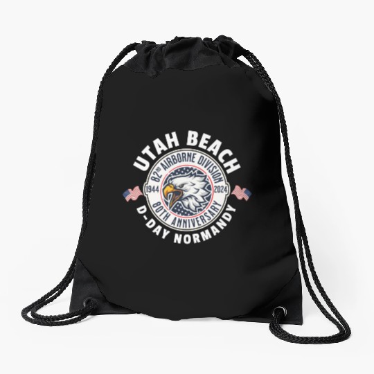 UTAH Beach airborne division 80th anniversary Drawstring Bags